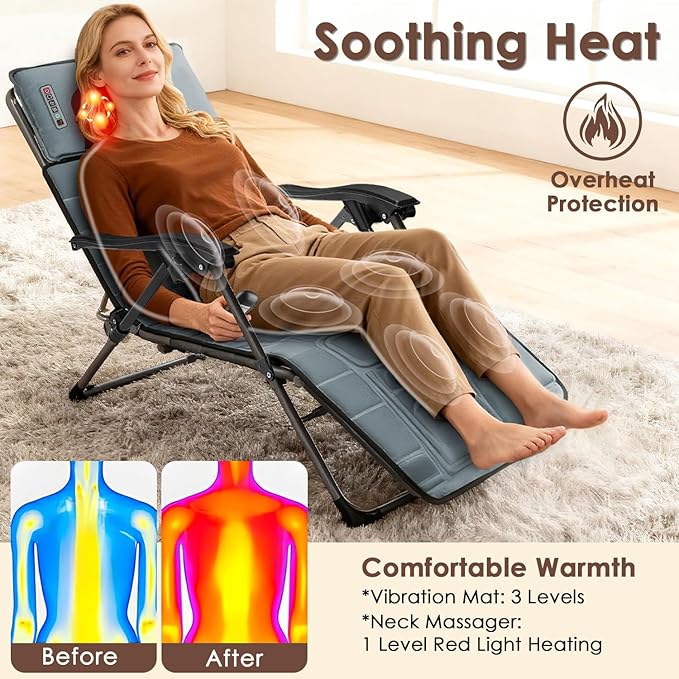 Full Body Massage Mat with Heating, Detachable Shiatsu Neck Massager, Vibration Massage Mats with Lumbar Pillow, 9 Vibration 3 Timer Settings, Gift for Men Women Parents Christmas
