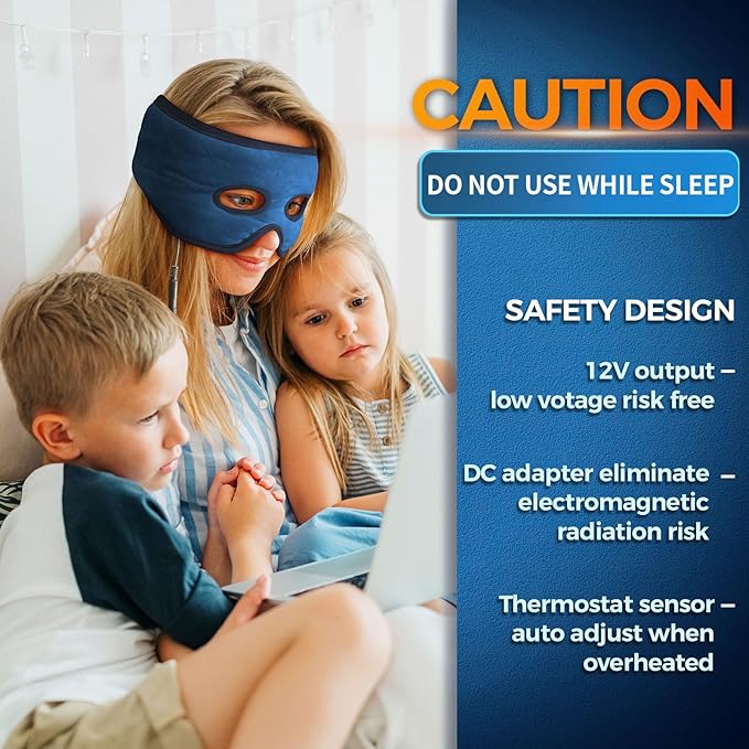 sticro Moist Heat Sinus Mask for Sinus Pressure Relief, 3 Heat & 5 Timer Settings Heated Eye Mask with Eye Holes, Thermo Therapy for Sinusitis, Migraine, Tension Headache, TMJ Relief