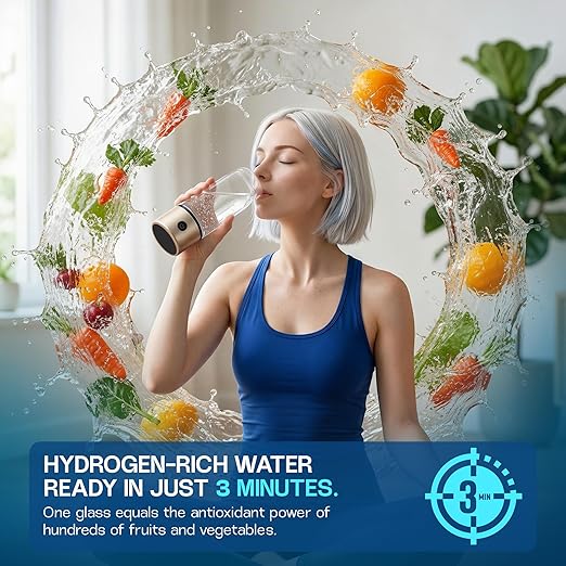 Portable Hydrogen Water Bottle Generator – SPE/PEM Hydrogen Infusion, Rechargeable, Quick 5–10 Min Hydrogen-Rich Water Maker for Travel, Fitness & Daily Hydration (Up to 3000 PPB)
