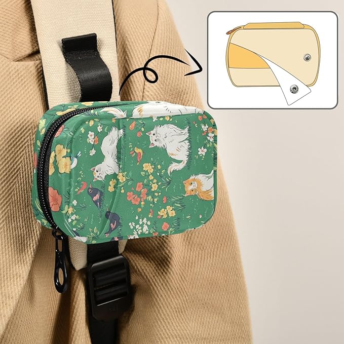 Green Persian Cat and Hummingbird in Spring Travel Pill Organizer Weekly Small (Cute) Pill Box 7 Day Pill Case Vitamin Holder Pill Bottle Organizer