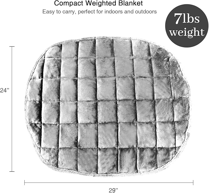 Alomidds Weighted Lap Blanket 7lbs, Cozy Breathable Flannel Weighted Lap Pad for Adults, Small Weighted Blanket for Travel, Couch, Grey, 29" x 24"