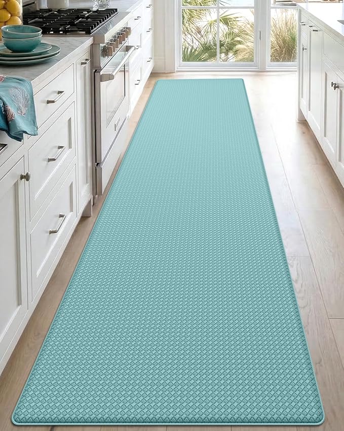 DEXI Kitchen Floor Mats Cushioned Anti Fatigue, 17x95, Long Standing Runner Rug Waterproof, Comfort Memory Foam Padded for Front Sink Laundry, Turquoise