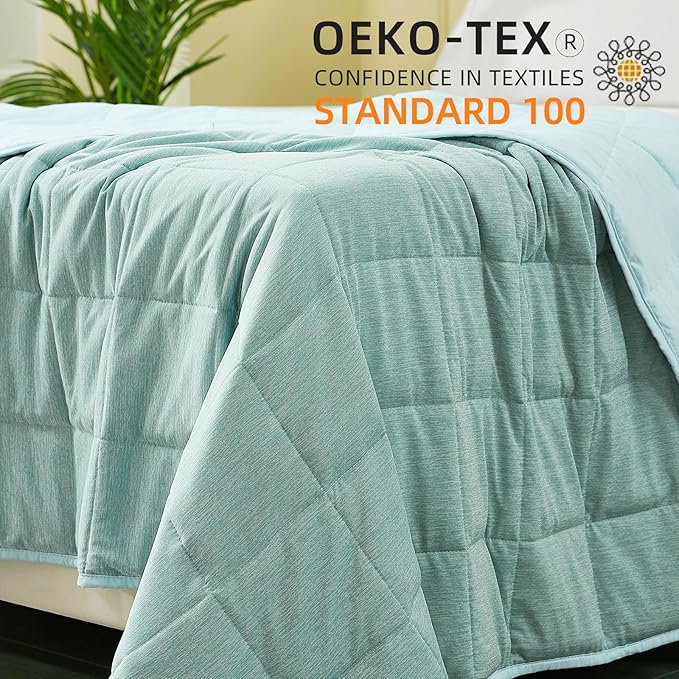 Weighted Blanket 15 Pounds Queen Size, Cooling Blanket for Adult Hot Sleepers, Soft Bed Blanket Universal to All Seasons, 60''x80'' 15 LBS, Water Blue