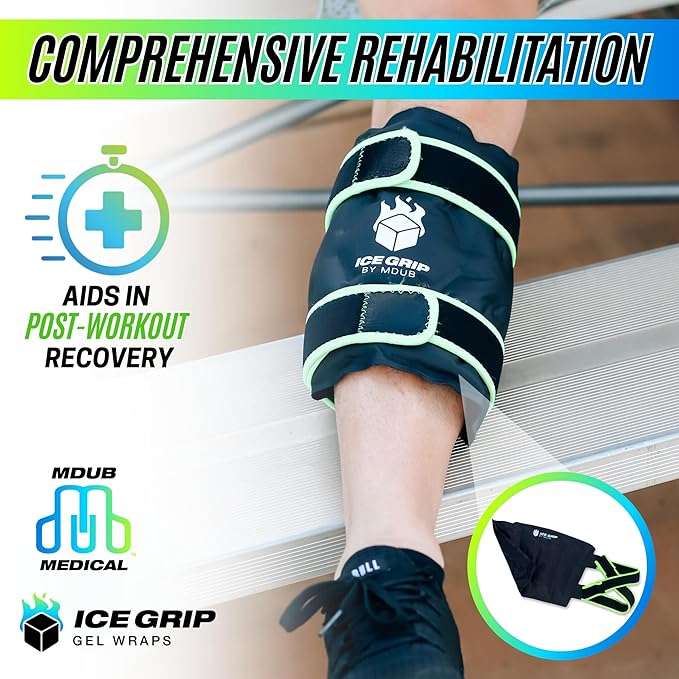Shin Hot & Cold Ice Wrap Post Surgery Compression Reusable Gel Pack for Injury Flexible for Inflamation, Leg, ACL, MCL, Knee, Calf, Elbow, Ankle, Arm, Foot, Wrist Recovery Relief Therapy