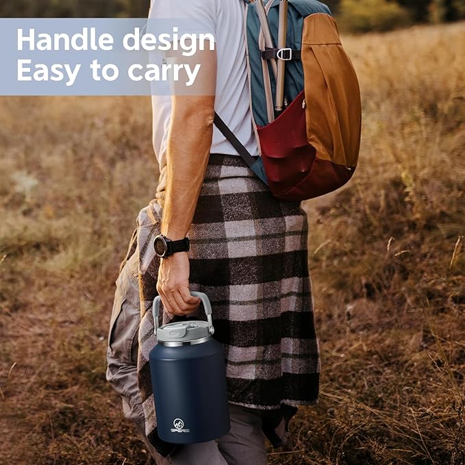 Gpeng 40 oz Tumbler with Handle, Water Bottles with Straw Lid, Insulated Stainless Steel Travel Mug Cup Holder Friendly, Keep Drinks Cold or Hot for 48+ Hours