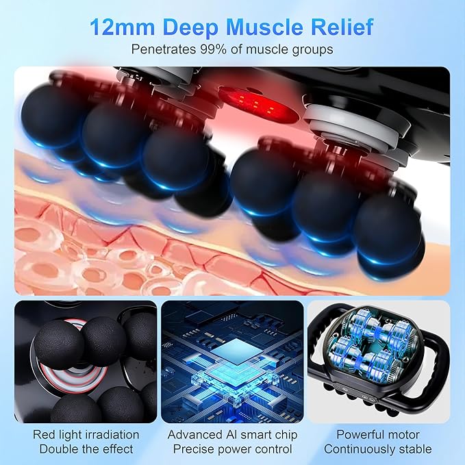 Pro Grade 30 Head Massage Gun Deep Tissue-9 Modes & 9 Intensity Levels, Ultra-Quiet Percussion Muscle Massager for Pain Relief In Back/Shoulder/Legs/Waist/Feet/Buttocks, Fit for Home/Office/Gym Use