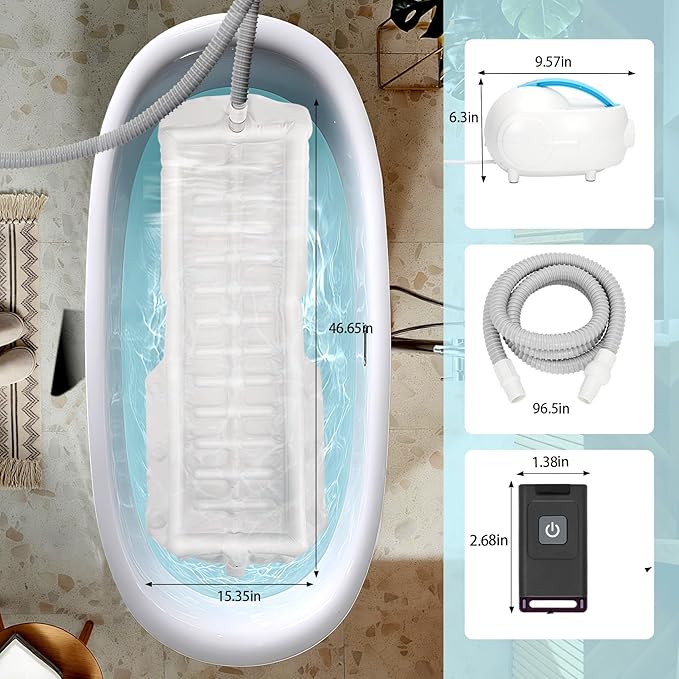 Home Spa Relaxation with Our Premium Bubble Bath Mat, Featuring Adjustable 3-Speed Hydrotherapy Jets, Secure Non-Slip Suction Cups, and an Ultra-Quiet Motor for a Luxurious, Portable Bathtub Spa
