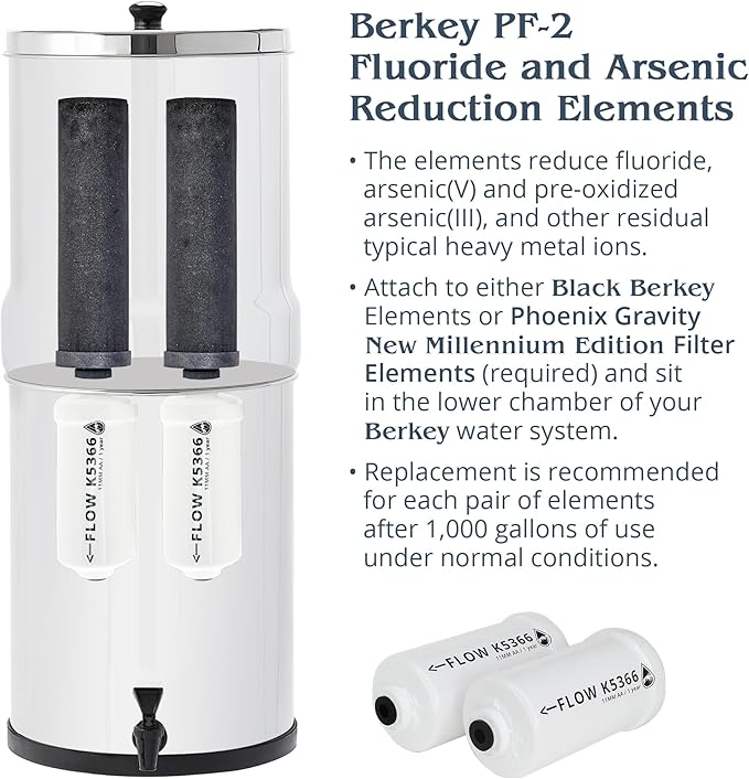 Berkey Authentic Berkey PF-2 Fluoride and Arsenic Reduction Elements (Set of 2 Elements)