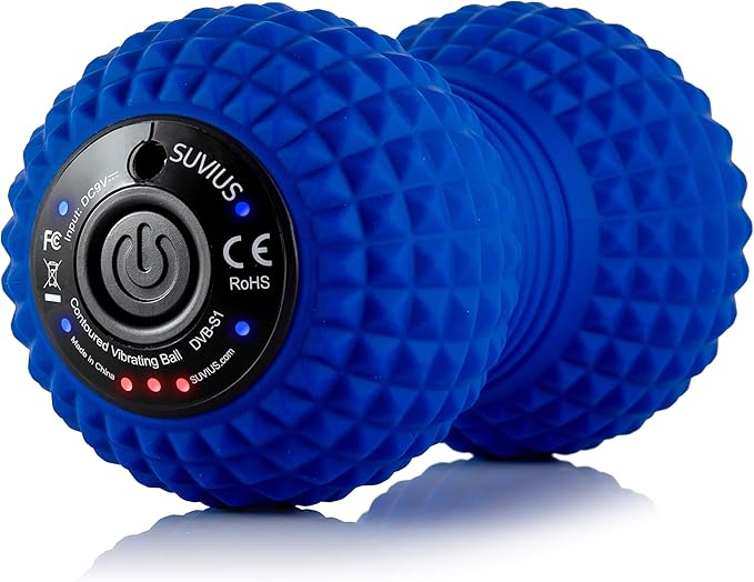 Vibrating Peanut Roller By Suvius - 4 Intensity Levels - Perfect for a Foot, Back, Neck, or Whole Body Massage - Like A Foam Roller But Better - Speeds Recovery After Workout