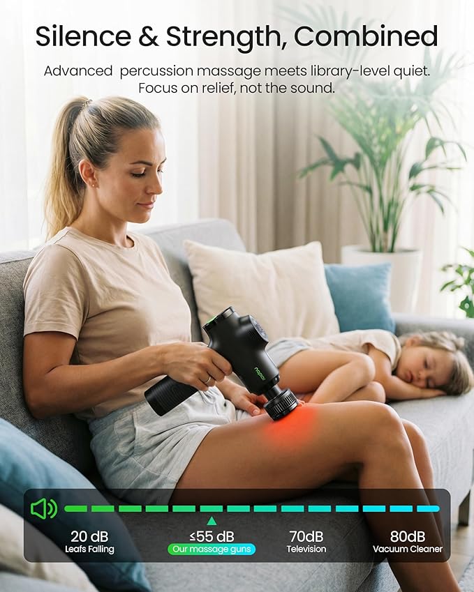 Muscle Massage Gun with Heat and Cold - Deep Tissue Percussion Massager for Muscle Recovery, Pain Relief & Relaxation, Quiet Powerful, Smart LED Display, Ergonomic Grip with Carrying Case