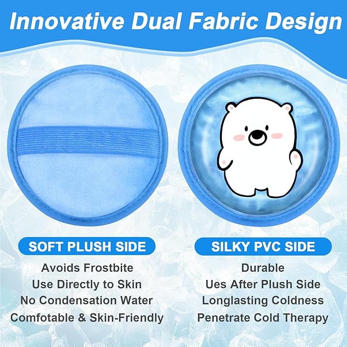 Large Kids Ice Packs for Boo Boos, 3 Packs Toddler Gel Ice Packs Wrap for Injuries Reusable, Hot Cold Compress for Children's Fever Pain Relief, Wisdom Teeth, First Aid, Bumps & Bruises