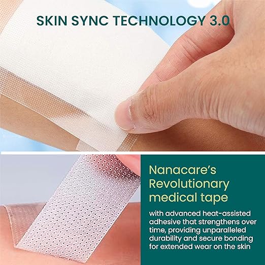 Clear Medical Tape Waterproof, 4 Rolls- 1 inch x 10 yds + 10 pc Gauze Pads - Hypoallergenic Surgical Tape for Wound Care, Dressings & Face, First Aid Waterproof Bandage for Sensitive Skin