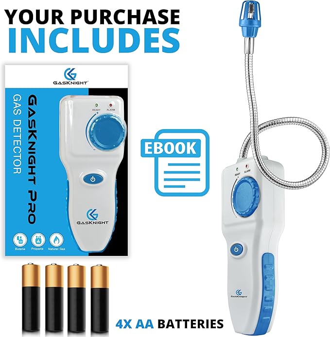 Natural Gas Detector for Home + Propane Detector + Combustible Gas Detector Plug-in Natural Gas Alarm, Gas Leak Sensor Explosive LPG, LNG, Methane, Butane Detectors for Home, Kitchen, RV (Portable)