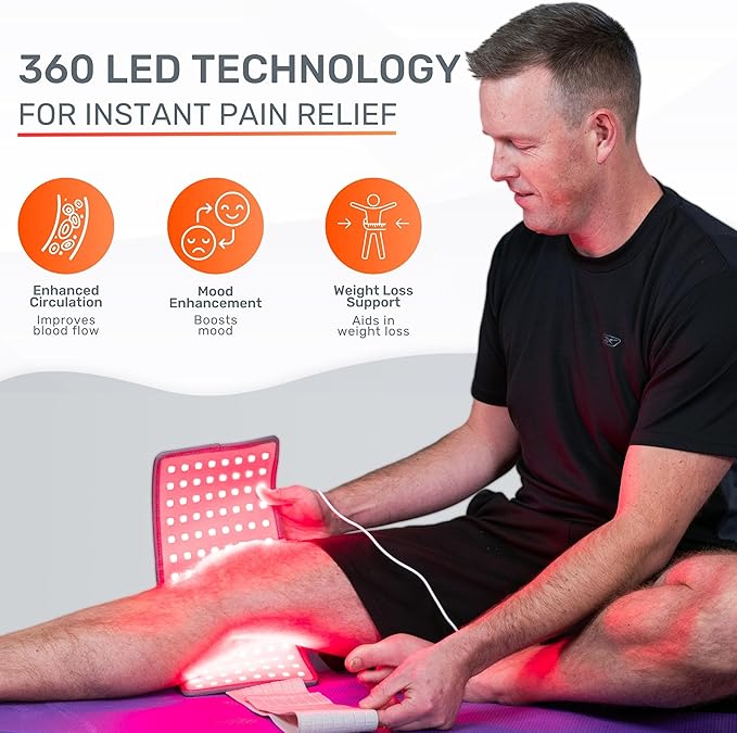 LOOKEE HealGlow Pro Medical Infrared & Red Light Therapy Belt | Programmable 10 Therapy Modes | 60W LED Infrared Light for Pain Relief | Upgraded Controller