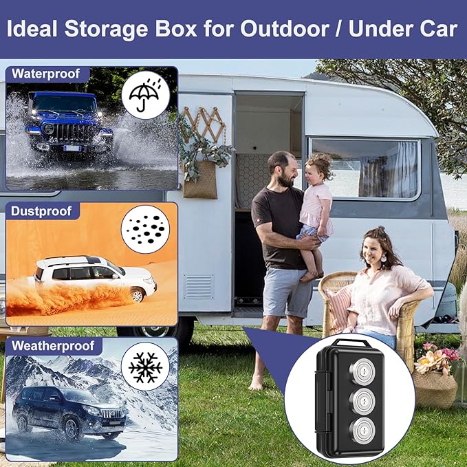 Yimaut Upgraded Magnetic Key Box for Under Car, Hide A Key Magnetic Car Key Hider with Faraday Bag, Waterproof, Black
