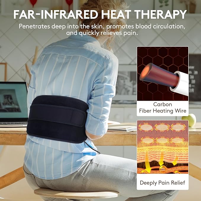 UTK Far Infrared Heating Pad for Back Pain Relief, Hot to 159℉, Gift for Women Men, Heating Pads for Lower Back, 24 Timers Auto-Off, 20 Natural Jade, 35-55" Adjustable Size