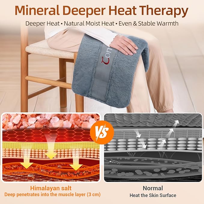 Comfytemp Himalayan Salt Weighted Heating Pad, Natural Moist Heating Pad for Back & Abdomen Comfort, Large Heated Pads for Women Men Mom Dad, 12"×24", FSA Eligible HSA，Electric Heat Warm with Auto-Off