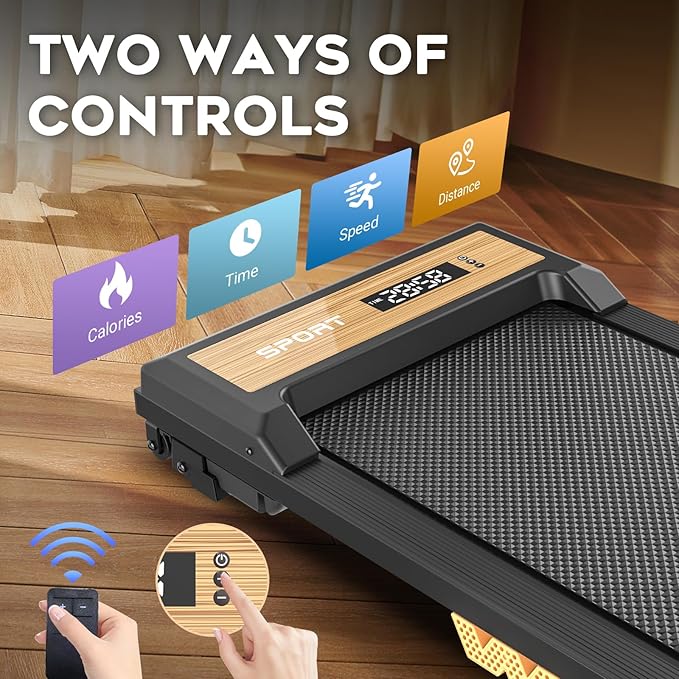 FUNRAY Walking Pad with Incline, Under Desk Treadmill with 2 Control Options, Ultra Slim Design and Double Shock Absorption, LED Display, Powerful and Quiet Treadmill for Walking/Jogging