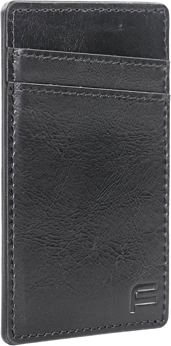 Faraday Wallet - RFID Blocking | Aluminum Credit Card Holder | Slim Minimalist Wallet | Locking Button Release | MagSafe Compatible | Money Clip | Genuine Leather (Faraday Companion Wallet)