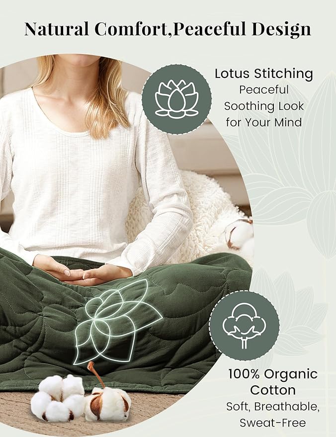 ZonLi Weighted Lap Blanket 5lbs for Meditation, Yoga, Napping, Sleeping and Travel, Cotton Weighted Blanket for Adults,Skin Friendly & Machine Washable, 29x24 inches, Forest Green