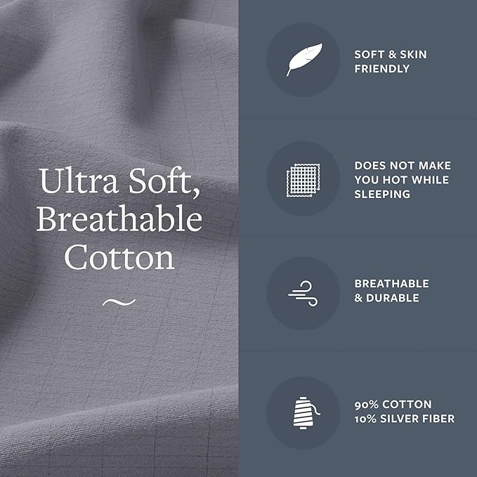 GroundLuxe Organic Grounding Pillowcase in Gray - Queen Size