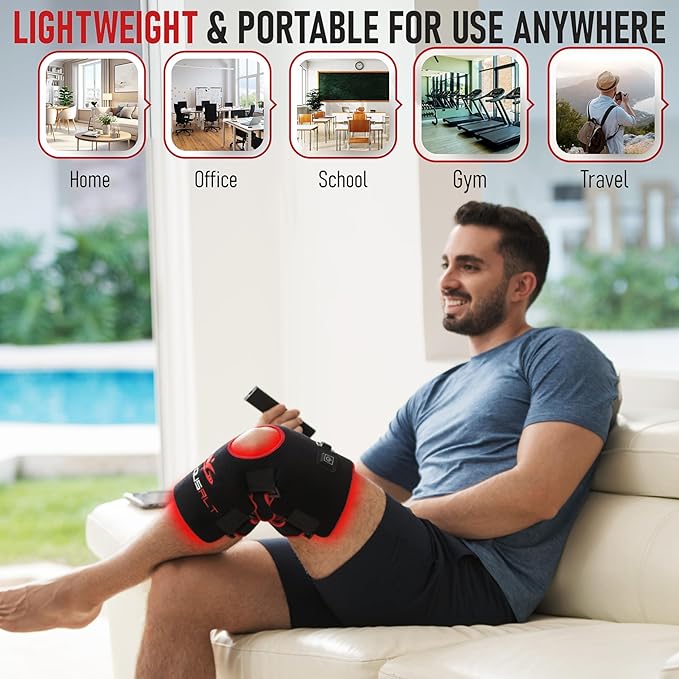 LuminousRLT Red Light Therapy Knee Pad – Adjustable Infrared Knee & Elbow Wrap with Auto-Off Timer, 180 Red & Near-Infrared LEDs