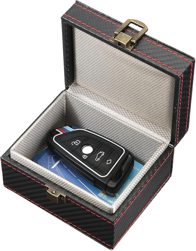 Car Key Signal Blocker Box Compatible with Faraday Box for Car Keys,Carbon Fiber,Small