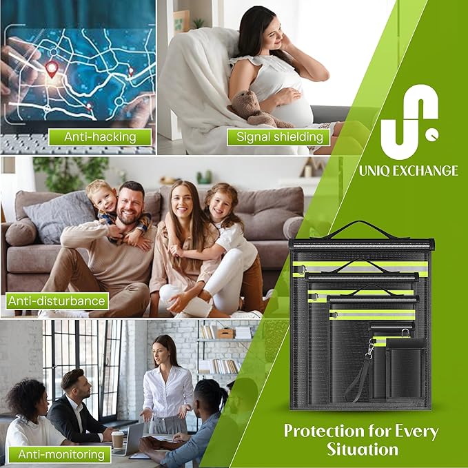 Large Faraday Bags 5 Pack-Faraday Box with EMP, RFID, FOB Signal Blocker for Laptop, Tab, Phone &car Keys-Faraday Cage with Handle & Reflective Strip, Anti tracking Faraday Pouch Fireproof &Waterproof