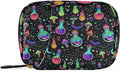 Travel Pill Organizer Bag Weekly Pill Organizer Case Psychedelic Mushroom Bat Purple Portable Small Daily Pill Boxes for Vitamin Fish Oils Supplement Holder with Zipper Compact Size