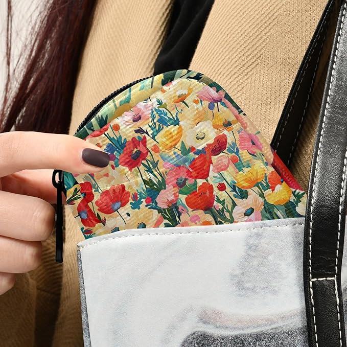 Colorful Poppy Festival01 Travel Pill Organizer Case Box Container Weekly Portable Vitamin Medicine Holder Storage Bag with Zipper Removable