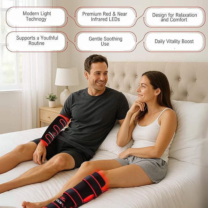 LuminousRLT Red Light Therapy Pad for Arms & Legs – Flexible Wrap with 208 Red & Near-Infrared LEDs (660nm & 850nm), Auto Shut-Off, Adjustable Fit