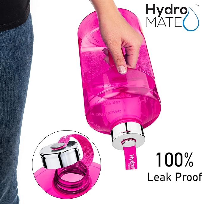 NatureWorks HydroMATE 1 Gallon Motivational Water Bottle with Times to Drink for the Day BPA Free Reusable Big Water Bottle with Handle 1 Gallon Water Bottles with Time Marker 128 oz