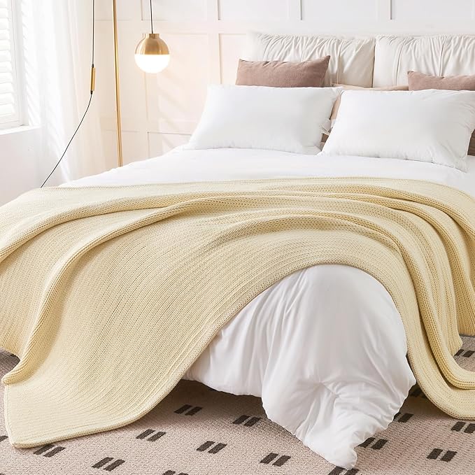 L'AGRATY Knitted Weighted Blanket - 50"x60" 7lbs Cooling Chunky Knit Heavy Blanket for Adults Braided Crochet Throw Thick Cable Yarn Knit Decorative No Beads Evenly Weighted Machine Washable