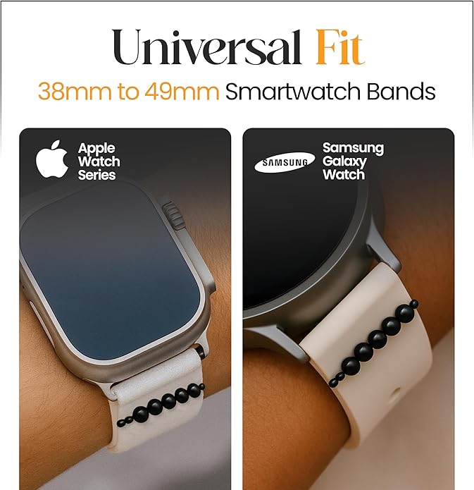 Shungite Smart Watch Band Bling Decor Charm | Compatible with Apple iWatch Galaxy Oculus | 38mm 40mm 41mm 42mm 44mm 45mm 49mm | Smartwatch Protection