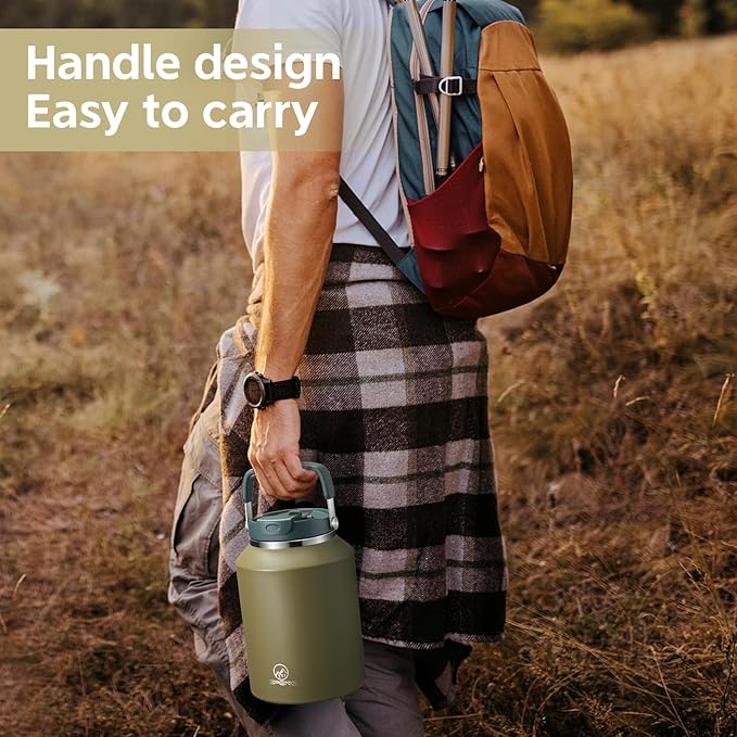 Gpeng 40 oz Tumbler with Handle, Water Bottles with Straw Lid, Insulated Stainless Steel Travel Mug Cup Holder Friendly, Keep Drinks Cold or Hot for 48+ Hours