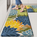 Kitchen Mats for Floor 2PCS Cushioned Anti Fatigue Kitchen Mats Waterproof Non Slip Kitchen Mat Rug Set Comfort Foam Standing Mat for Sink, Laundry, Office, Yellow Green