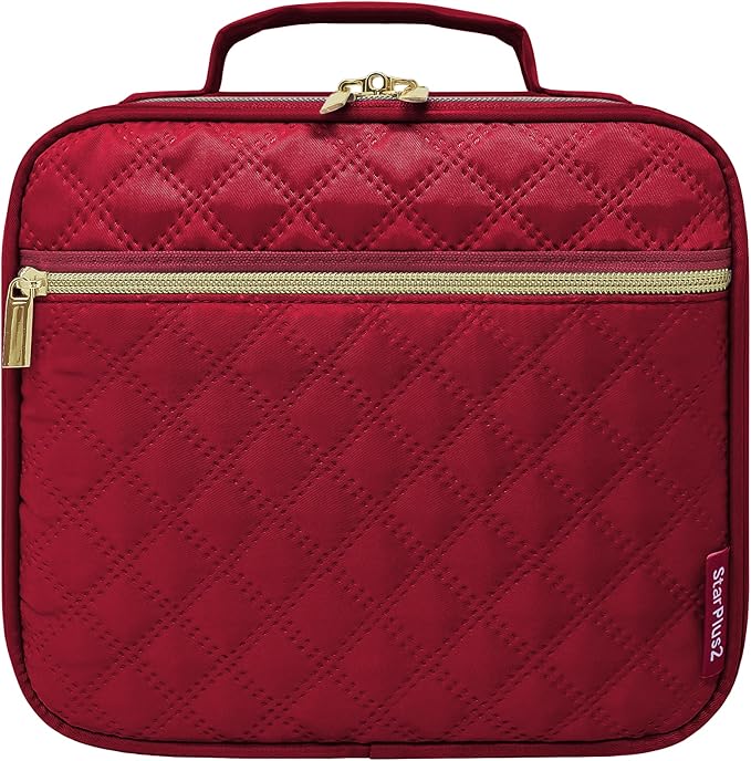 Medium Pill Bottle Organizer, Medicine Bag, Case, Carrier for Medications, Vitamins, and Medical Supplies - Travel Medicine Organizer Home Storage Med Bag - Ultrasonic Red Wine (No Lock)