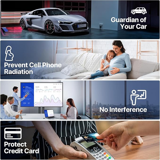 Faraday Bag, RFID Signal Blocking Bag, GPS Car Key Cell Phone Signal FOB Blocker Wallet Shielding Pouch Privacy Protective Case, Car Security Protection, Anti-Theft Pouch, Anti-Tracking Anti-Spying
