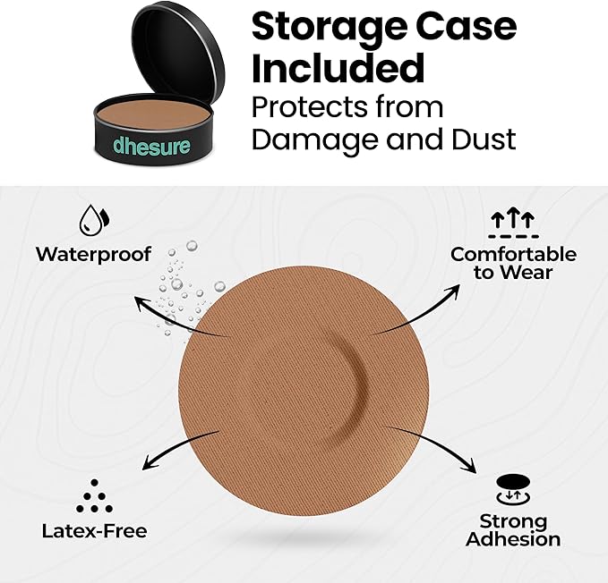 Adhesive Patches for Dexcom G7 & Stelo CGM that Stay for 10-15 Days - Sweatproof & Waterproof Over Patches - Overpatches for Continuous Glucose Monitor Sensor Protection, Brown - 40 Patches
