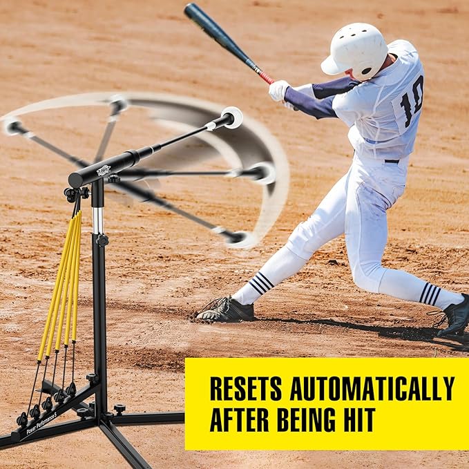 Baseball Softball Swing Trainer with 5 Power Bands,Auto Reset Baseball Training Equipment,Baseball Hitting Trainer,Height Adjustable 31-47 inches Softball Swing Trainer Improve Power,Speed
