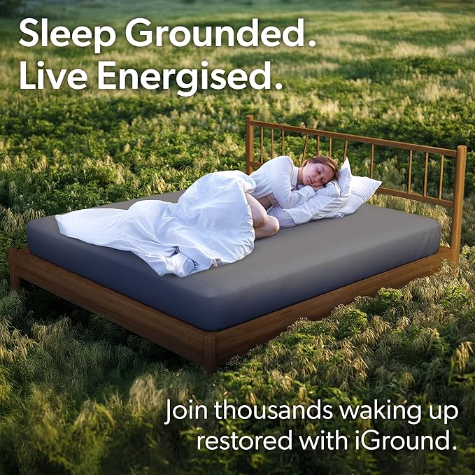 Grounding Sheet (Organic Cotton with Silver Fibres), Deep Sleep, Recovery & Sleep Optimisation, Grounded Bed Sheet for Natural Sleep Therapy, Breathable Fitted Sheet, Deep Pocket, King, Gray