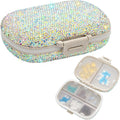 Soleebee Portable 8 Compartments Daily Pill Organizer, Bling Crystal Diamond Pill Box, Small Travel Pill Case, Pill Dispenser, Medicine Container Organizer to Hold Vitamin, Fish Oil (AB)