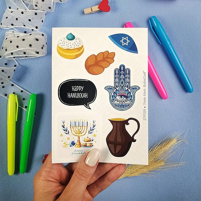 BulbaCraft Chanukah Stickers - Hanukkah Stickers, Hanukkah Gifts, Gifts for Women & Men