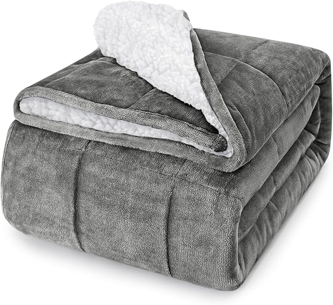 yescool Weighted Blanket for Adults (15 lbs, 60" x 80", Light Gray) Heavy Blanket for Sleeping Perfect for 140-160 lbs, Queen Size Breathable Blanket with Premium Glass Bead, Machine Washable