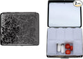 Set of 2 Metal-Plated Weekly (7-Day) Pill Box Case & Portable Medicine Organizer (Gunmetal Victorian)