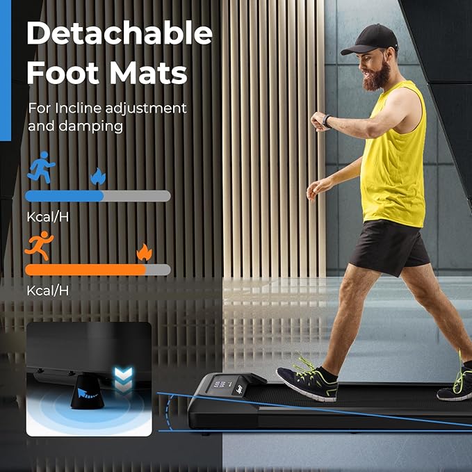 GYMAX Walking Pad, 2.25HP Under Desk Treadmill with LED Display, Remote Control & 7-Layer Belt, Compact Portable Jogging Running Machine for Home Office Small Space