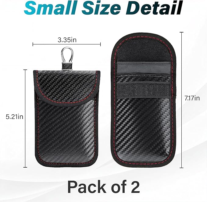 2 Pcs Faraday Bag for Car Keys, Car Accessories RFID Signal Blocking Pouch, Anti-Theft Key Fob Protector, Cell Phone Signal Blocker Case, Car Key Fob Cage (Small)