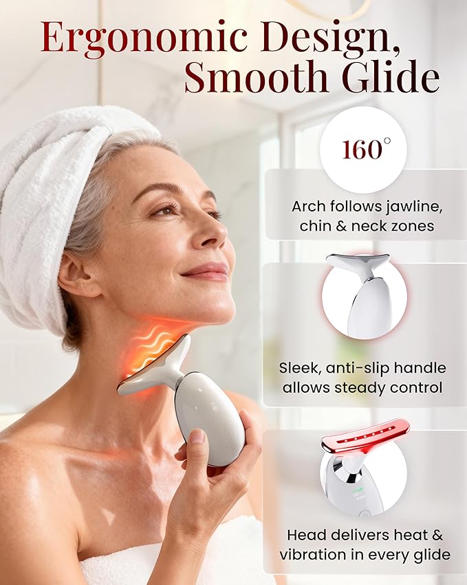Face Massager Tool, Face Sculpting Tool with 7-Color LED Light Therapy, Ionic Facial Device with Warm Treatment, Rechargeable USB-C, Gift Box + Storage Pouch