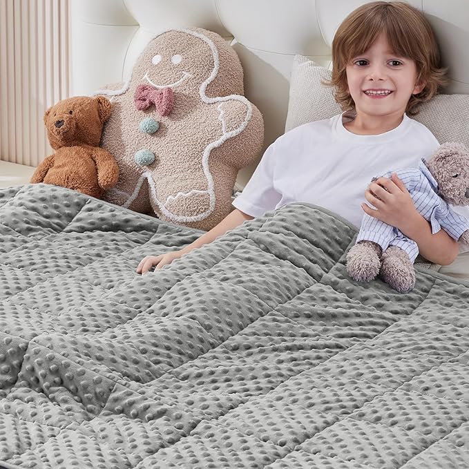 anfie Weighted Blanket Kids(40"x60" 7lbs) Weighted Blanket Cooling Blanket for Sleeping,Throw Size Breathable Blanket with Premium Glass Bead(Grey)