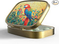 Small Pill Box Pill Case with Mirror Retro Pocket 2 Compartment Pill Holder for Purse or Pocket Bronze Portable Medicine Vitamin Container Fish Oil and Supplement Storage BPA-Free(Parrot)